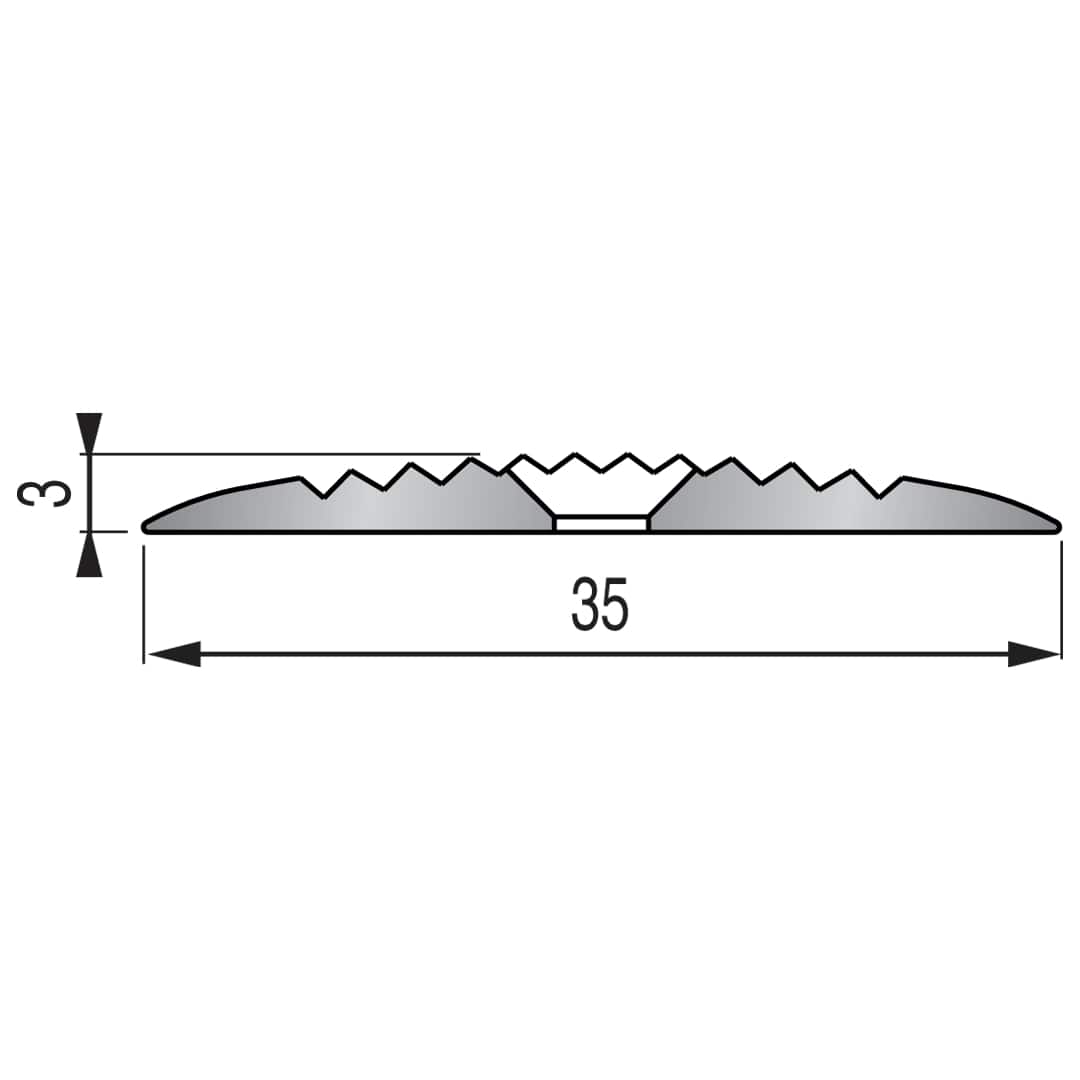 Profilé antidérapant strié métallique FA31 35mm - 2,70m à visser
