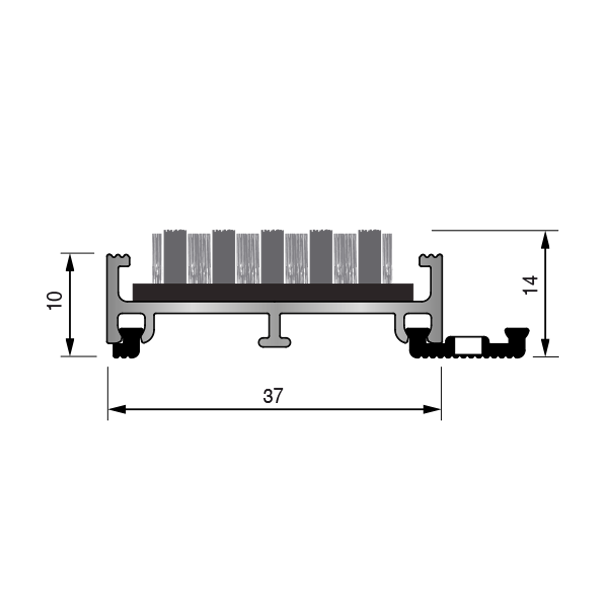 ARAVIS CA 10 grattant séchant Rail alu. 10mm - Structure ouverte jonction plastique poinçonnée