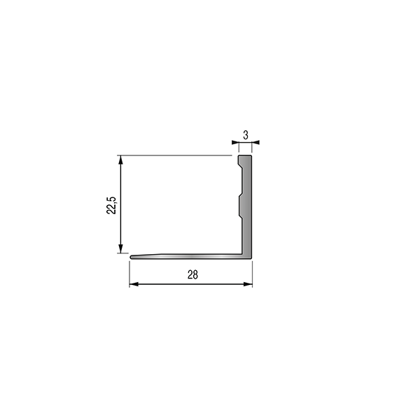ARRÊT DE CORNIÈRE ALUMINIUM 22,5MM - 28x22,5 mm - 2,50 m à sceller