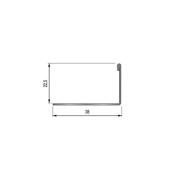 ARRÊT DE CORNIÈRE INOX 22,5MM - 38x22,5 mm - 2,50 m à sceller