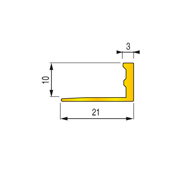 ARRÊT DE CORNIÈRE LAITON 10mm - 21x10 mm - 2,70 m à sceller 
