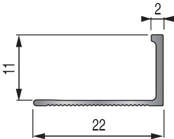 ARRÊT DE CORNIÈRE MÉTALLIQUE 11MM - 22x11 mm - 2,50 m à sceller