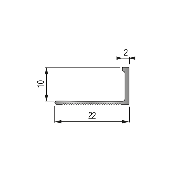 ARRÊT DE CORNIÈRE métallique DÉCO 10mm - 22x10 mm - 2,50 m à sceller 