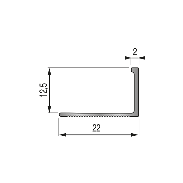 ARRÊT DE CORNIÈRE métallique EFFET MINÉRAL 12,5mm - 22x12,5 mm - 2,50 m à sceller 