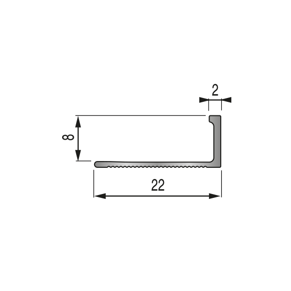 ARRÊT DE CORNIÈRE métallique EFFET MINÉRAL 8mm - 22x8 mm - 2,50 m à sceller 