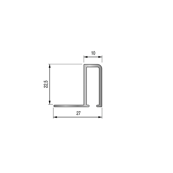 ARRÊT DROIT ALUMINIUM 22,5MM - 27x22,5 mm - 2,50 m à sceller