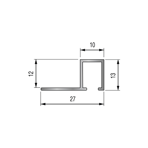 ARRÊT DROIT ALUMINIUM DÉCO 12MM - 27x13 mm - 2,50 m à sceller