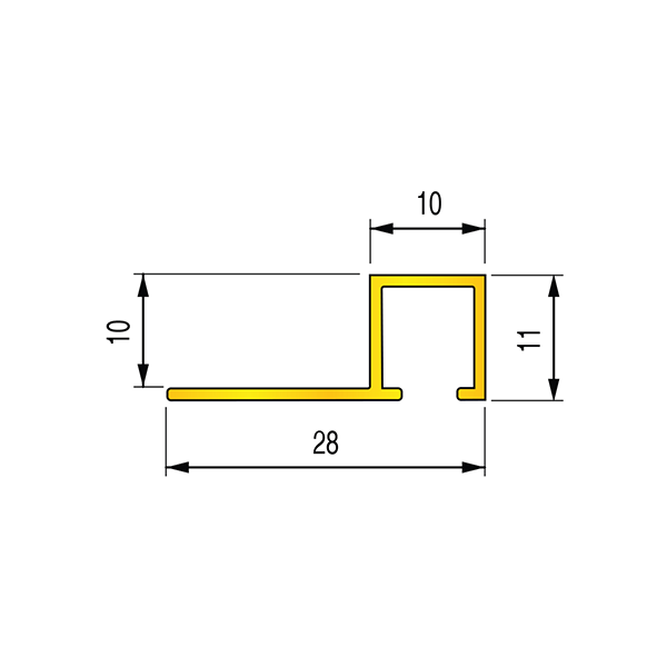 ARRÊT DROIT LAITON 10MM - 28x11 mm - 2,70 m à sceller