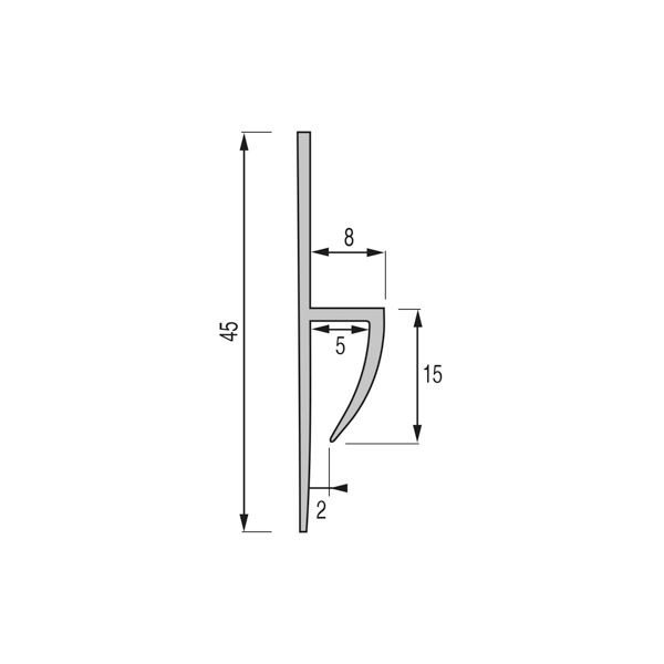 Arrêt de finition murale PVC - 15 mm - 2,50 m à sceller