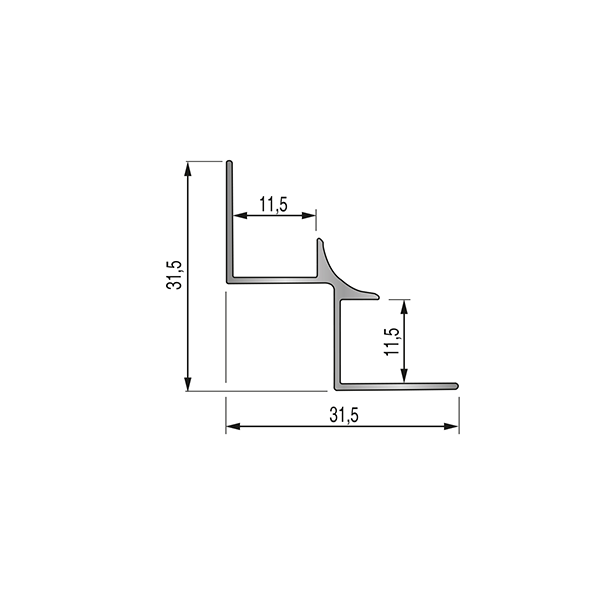 CORNIÈRE pour panneau mural angle rentrant 11,5mm - 34 mm - 2,40 m à sceller