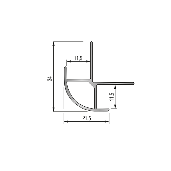 CORNIÈRE pour panneau mural angle sortant 11,5mm - 34 mm - 2,40 m à sceller