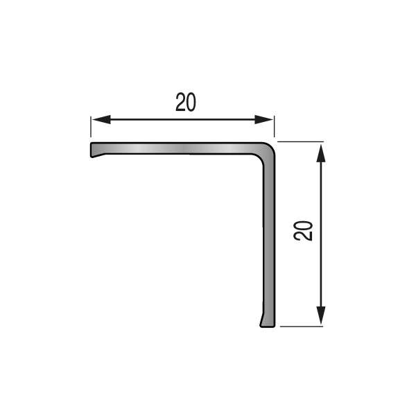 Cornière aluminium pour angle sortant 20x20 mm - 3,00 m - à coller