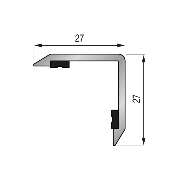 Cornière aluminium pour angle sortant 27x27 mm - 3,00 m - Adhésivé Butyle