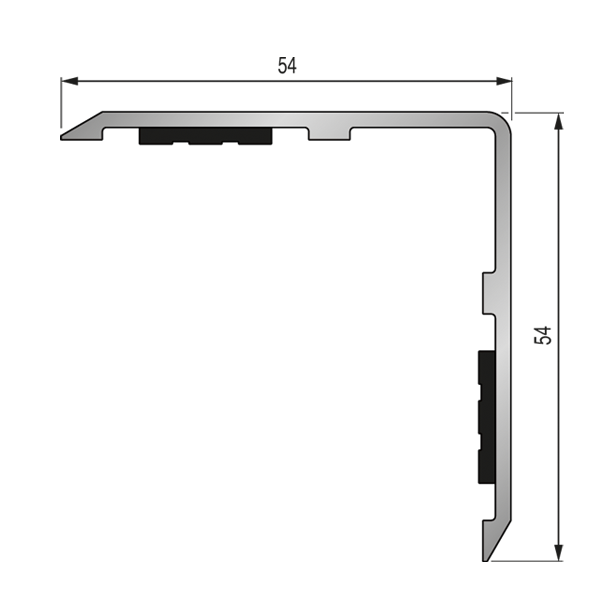 Cornière aluminium pour angle sortant 54x54 mm - 3,00 m - Adhésivé Butyle