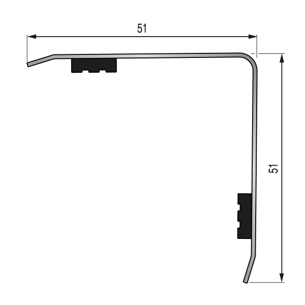 Cornière inox pour angle sortant 51x51 mm - 2,00 m - Adhésivé Butyle