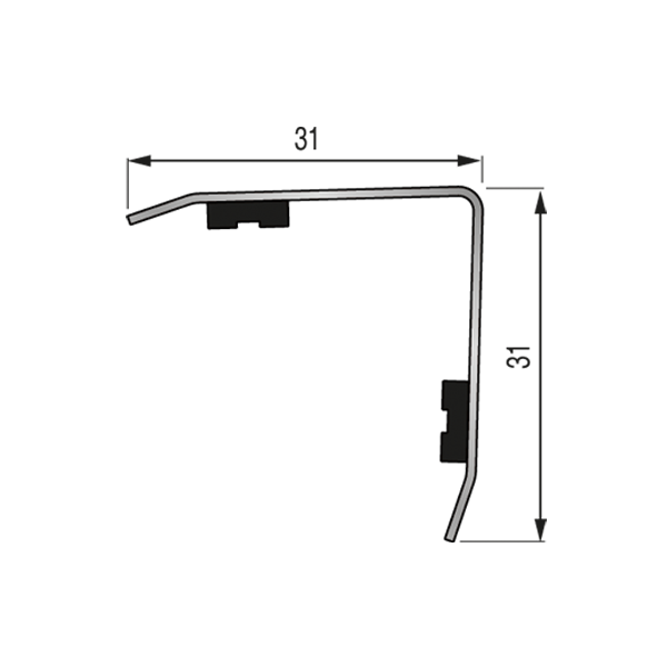 Cornière inox pour angle sortant 31x31 mm - 3,00 m - Adhésivé Butyle