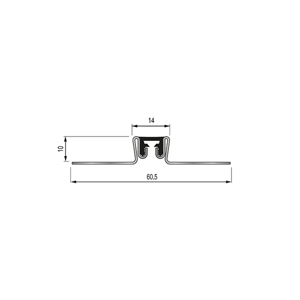 JOINT DE FRACTIONNEMENT MJ INOX 14 avec semelle 10 mm - 2,50 m - à coller