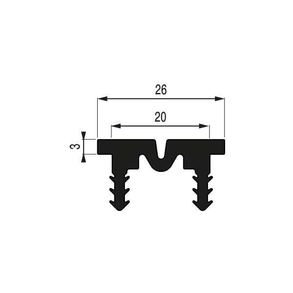 JOINT SOUPLE STRIÉ 26/3S 26 mm - rouleau de 21,00 m