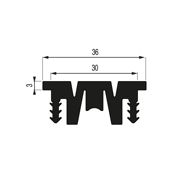 JOINT SOUPLE STRIÉ 36/3S 36 mm - rouleau de 21,00 m