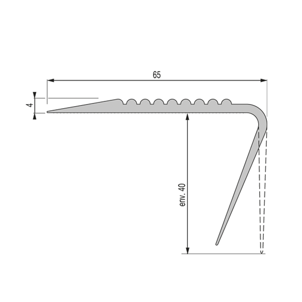 NEZ DE MARCHE PVC NMDR 65x44 mm - 1,70 m à coller