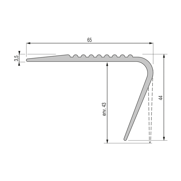 NEZ DE MARCHE PVC NMPR65 65x44 mm - 3,00 m à coller