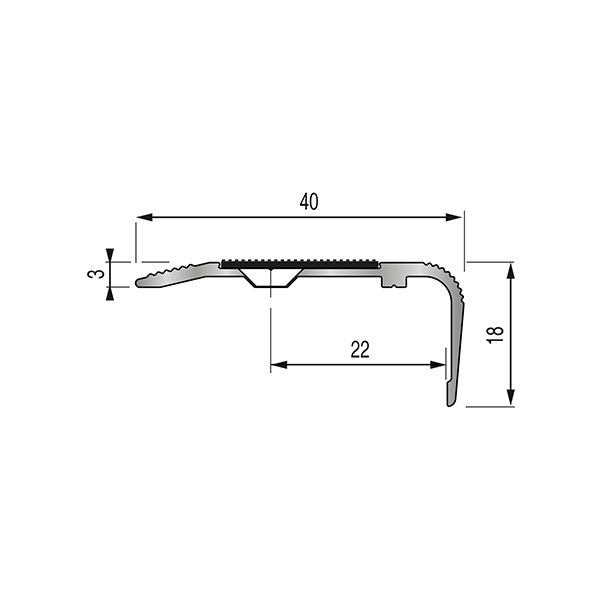 Nez de marche 13T 40x18mm - 3,00m à visser