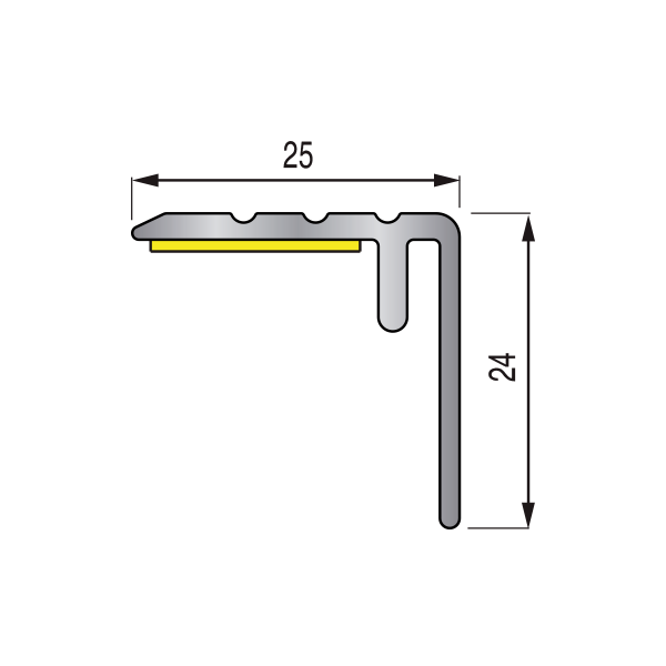 Nez de marche adaptable - 7 à 12MM -  25 mm - 2,70 m - Adhésivé Profil Tape M