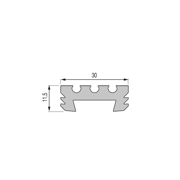 Profilé antidérapant FA40C 30x11,5mm - 3,00m à sceller