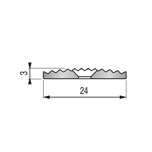 Profilé antidérapant strié métallique FA32 24 mm - 2,70 m à sceller