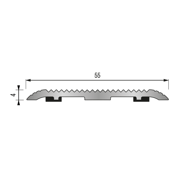 Profilé strié métallique 55 mm - 3,00 m adhésivé Butyle