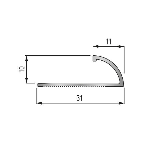 QUART DE ROND OUVERT 10mm - 31x11 mm - 2,50 m à sceller