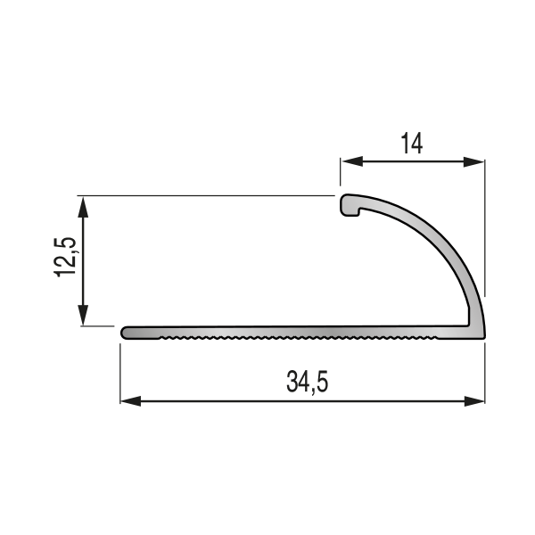 QUART DE ROND OUVERT 12,5mm - 34,5x14 mm - 2,50 m à sceller