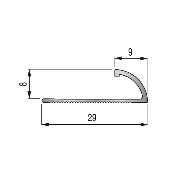 QUART DE ROND OUVERT 8mm - 29x9 mm - 2,50 m à sceller
