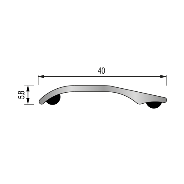 Seuil Multi-niveaux plaxé 40 mm - 2,80 m Adhésivé Butyle