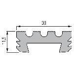 Profilé antidérapant FA40 noir 30x11,5mm - 3,00m à sceller