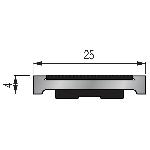 PROFILÉ ANTIDÉRAPANT 4T avec bande Carbo 25x4 mm - 3,00 m Adhésivé Butyle