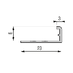 ARRÊT DE CORNIÈRE PVC 8MM - 23x8 mm - 2,50 m à sceller