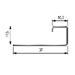 ARRÊT DROIT INOX 12,5MM - 37x10,5 mm - 2,50 m à sceller
