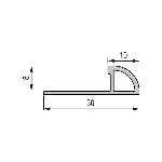 QUART DE ROND FERMÉ PVC 8mm - 30x8 mm - 2,50 m à sceller