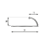 QUART DE ROND OUVERT 10mm - 31x11 mm - 2,50 m à sceller