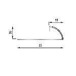 QUART DE ROND OUVERT 10mm avec retour - 36x11 mm - 2,50 m à sceller
