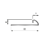 QUART DE ROND OUVERT 6mm avec retour - 32x6 mm - 2,50 m à sceller