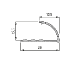 QUART DE ROND OUVERT pvc 12,5mm - 26x13,5 mm - 2,50 m à sceller