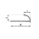 QUART DE ROND OUVERT pvc 8mm - 26x9 mm - 2,50 m à sceller