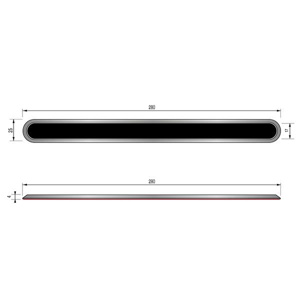 barrettes métalliques inox 280x17 mm - Adhésivé VHB™ (1 carton de 50 barrettes)