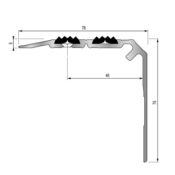 nez de marche 78V  78x75 mm - 3,00 m à visser