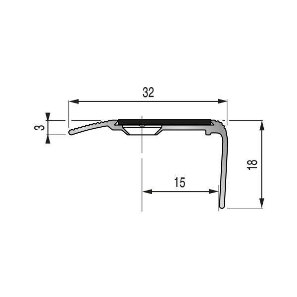 nez de marche Déco tecnis avec bande antidérapante 32x18mm - 1,10m à visser