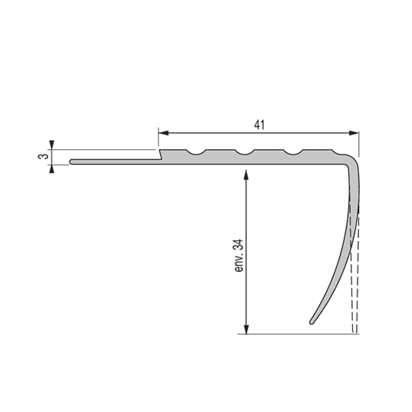 nez de marche PVC NMC 41x36 mm - 1,70 m à coller