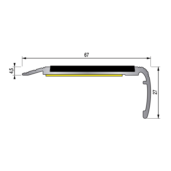 nez de marche isba b11A 67x27 mm - longueur sur mesure - Adhésivé Profil Tape M